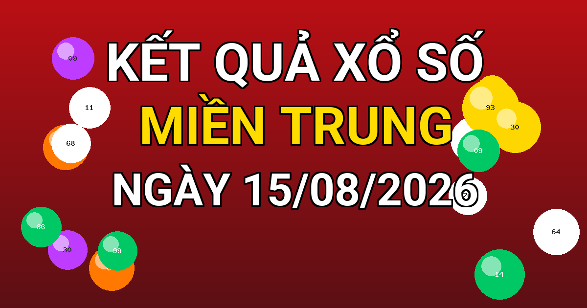 Kết quả xổ số Miền Trung ngày 15/08/2026