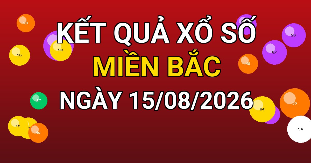 Kết quả xổ số Miền Bắc ngày 15/08/2026