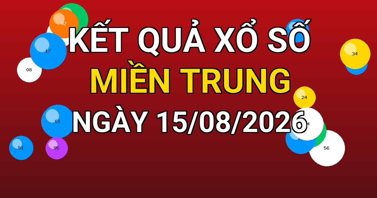 Kết quả xổ số Miền Trung ngày 15/08/2026