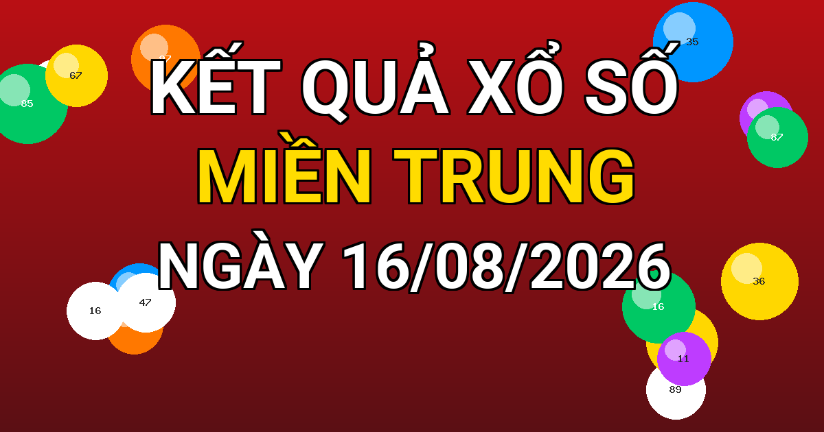 Kết quả xổ số Miền Trung ngày 16/08/2026