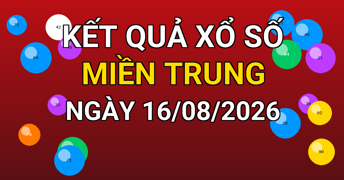 Kết quả xổ số Miền Trung ngày 16/08/2026