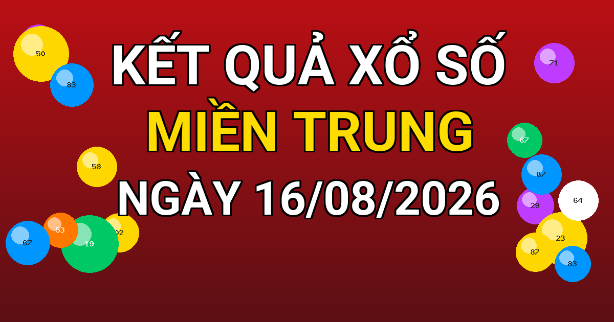 Kết quả xổ số Miền Trung ngày 16/08/2026