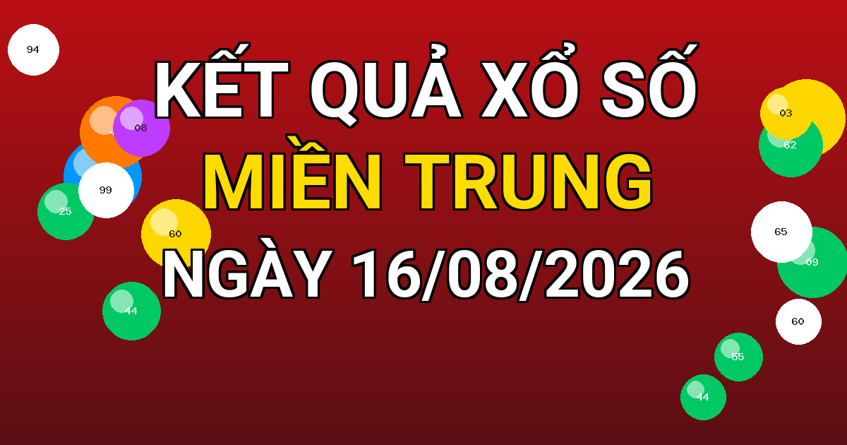 Kết quả xổ số Miền Trung ngày 16/08/2026