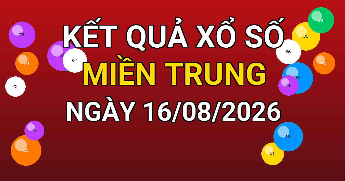 Kết quả xổ số Miền Trung ngày 16/08/2026