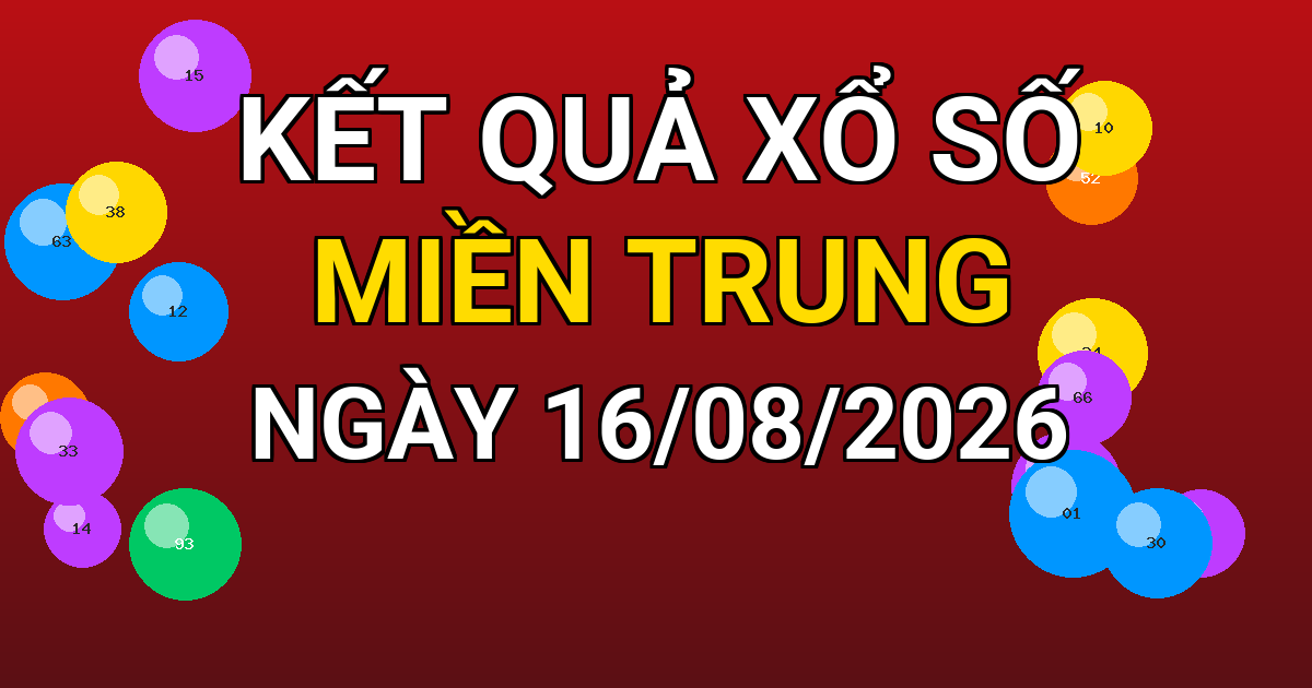 Kết quả xổ số Miền Trung ngày 16/08/2026