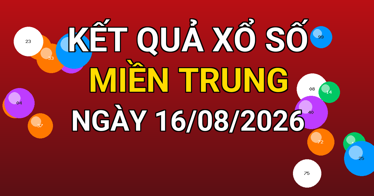 Kết quả xổ số Miền Trung ngày 16/08/2026