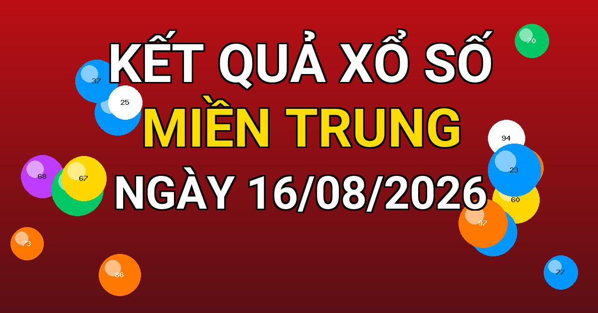 Kết quả xổ số Miền Trung ngày 16/08/2026
