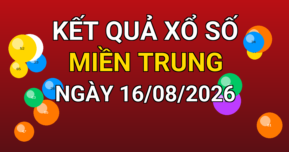 Kết quả xổ số Miền Trung ngày 16/08/2026
