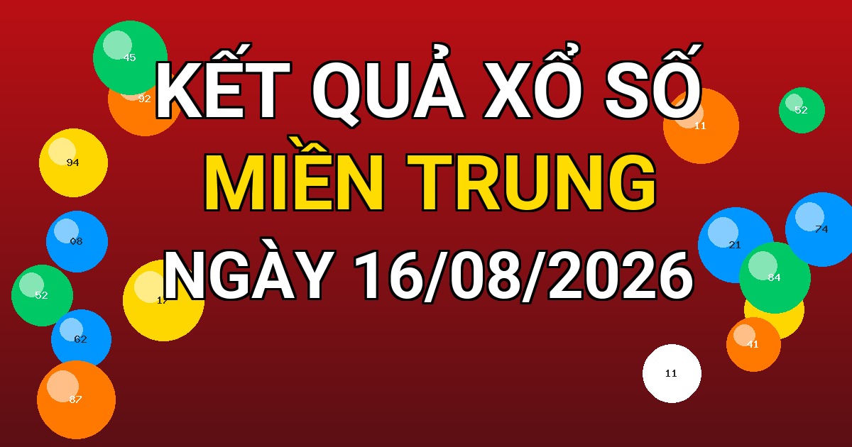 Kết quả xổ số Miền Trung ngày 16/08/2026