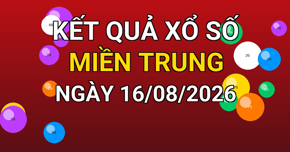 Kết quả xổ số Miền Trung ngày 16/08/2026