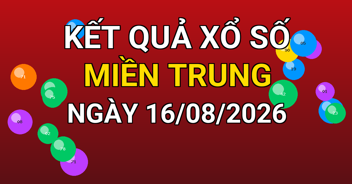 Kết quả xổ số Miền Trung ngày 16/08/2026
