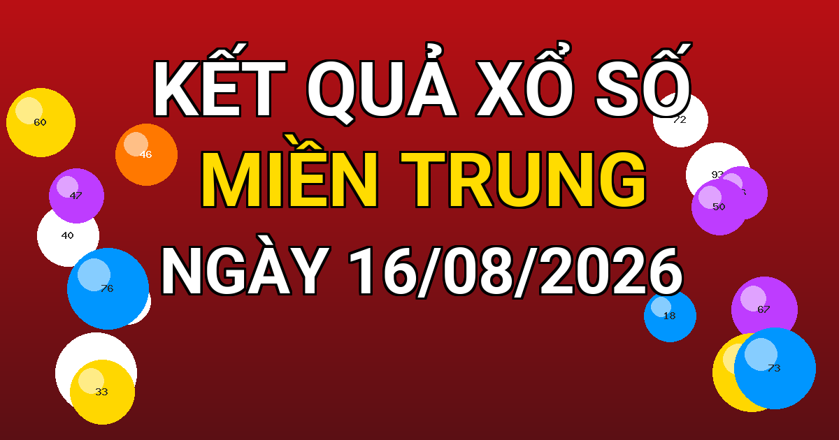 Kết quả xổ số Miền Trung ngày 16/08/2026