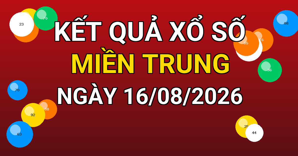 Kết quả xổ số Miền Trung ngày 16/08/2026