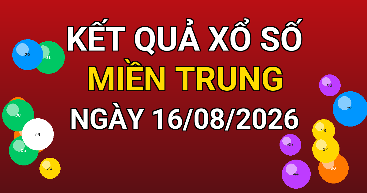 Kết quả xổ số Miền Trung ngày 16/08/2026