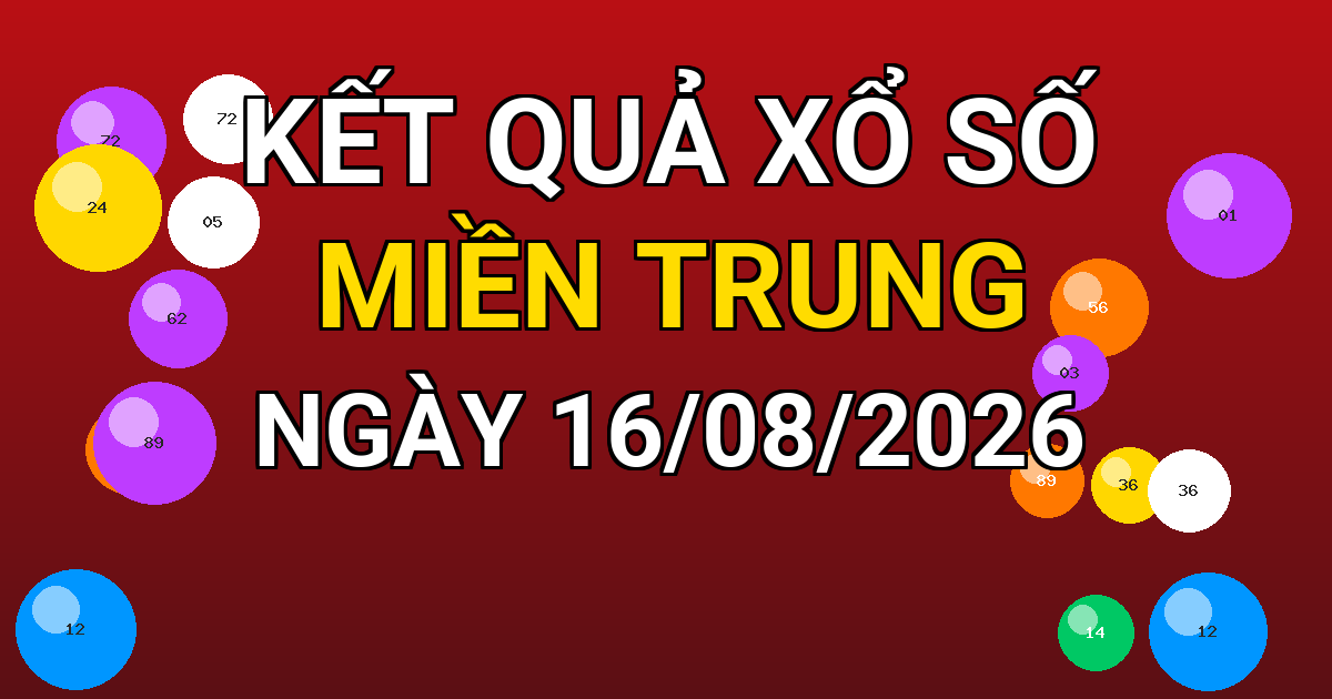 Kết quả xổ số Miền Trung ngày 16/08/2026