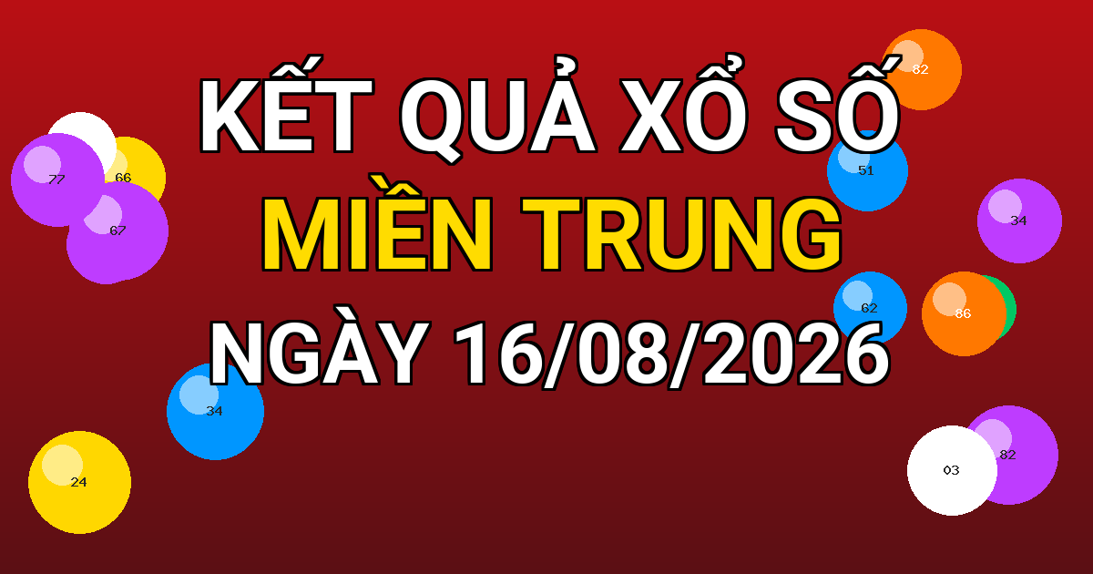 Kết quả xổ số Miền Trung ngày 16/08/2026