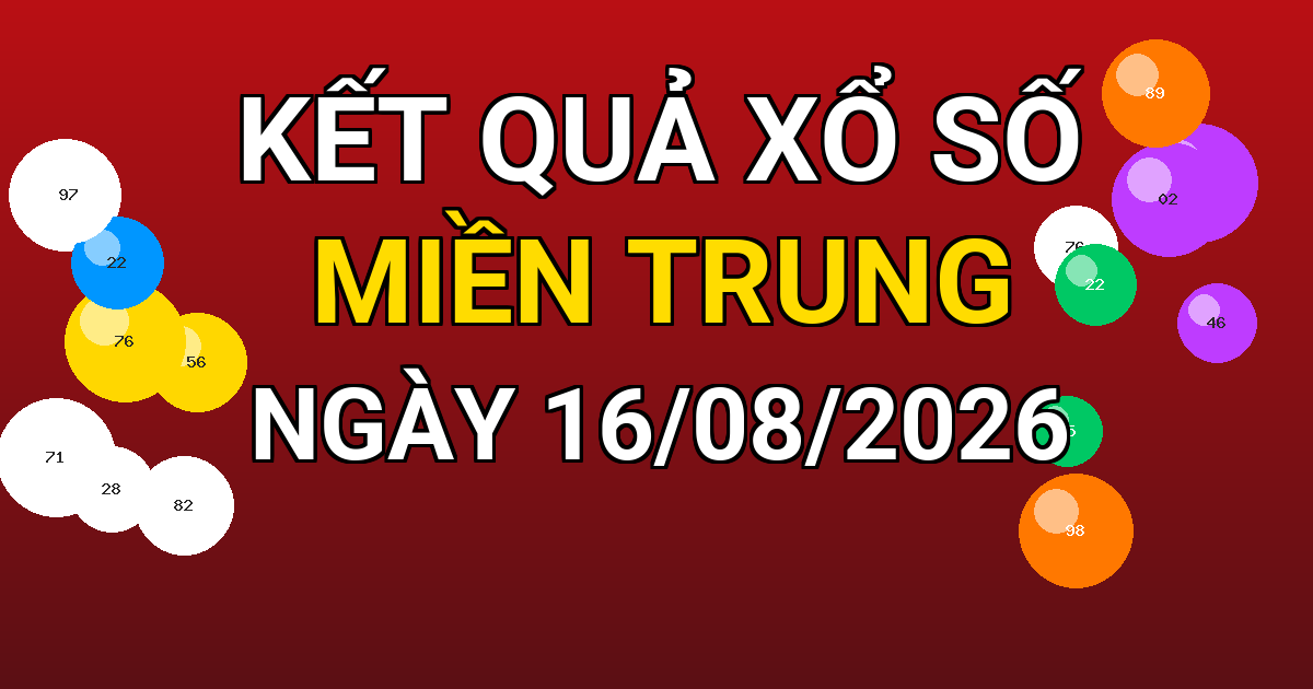 Kết quả xổ số Miền Trung ngày 16/08/2026