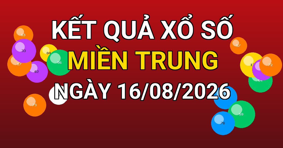 Kết quả xổ số Miền Trung ngày 16/08/2026