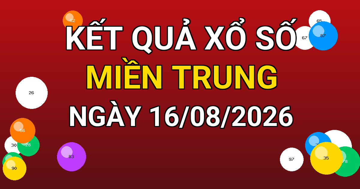 Kết quả xổ số Miền Trung ngày 16/08/2026