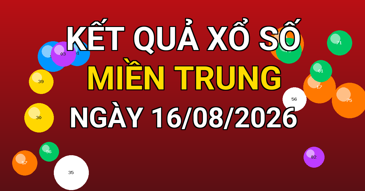 Kết quả xổ số Miền Trung ngày 16/08/2026