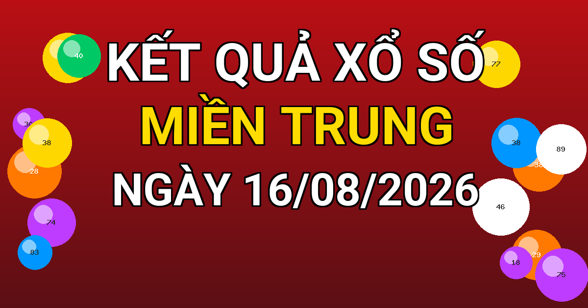 Kết quả xổ số Miền Trung ngày 16/08/2026
