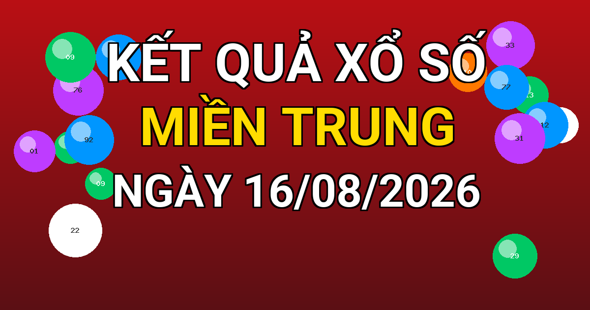 Kết quả xổ số Miền Trung ngày 16/08/2026