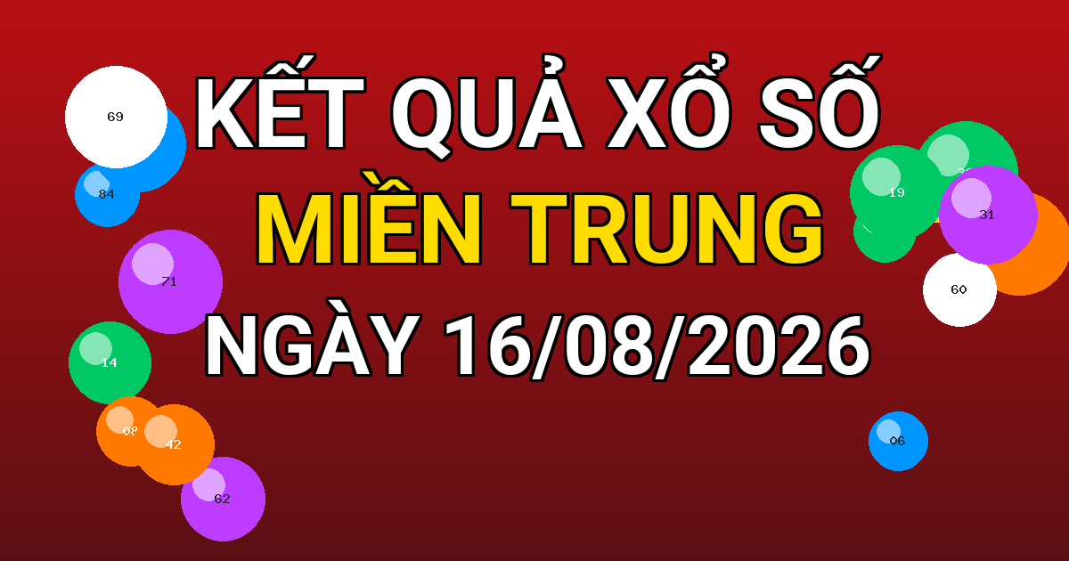Kết quả xổ số Miền Trung ngày 16/08/2026