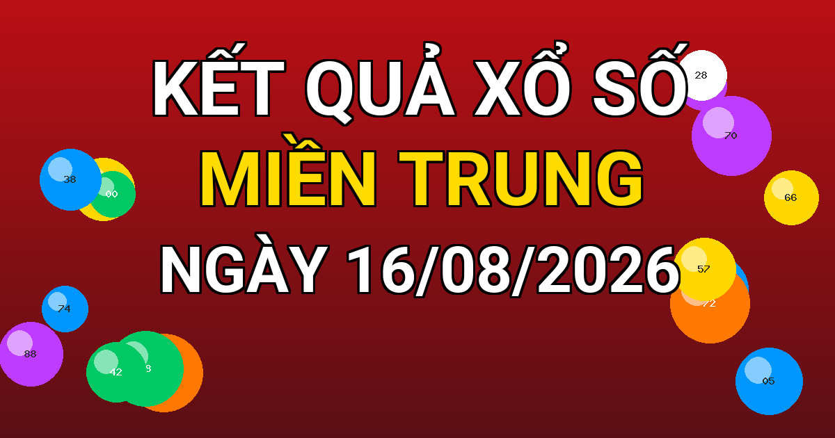 Kết quả xổ số Miền Trung ngày 16/08/2026