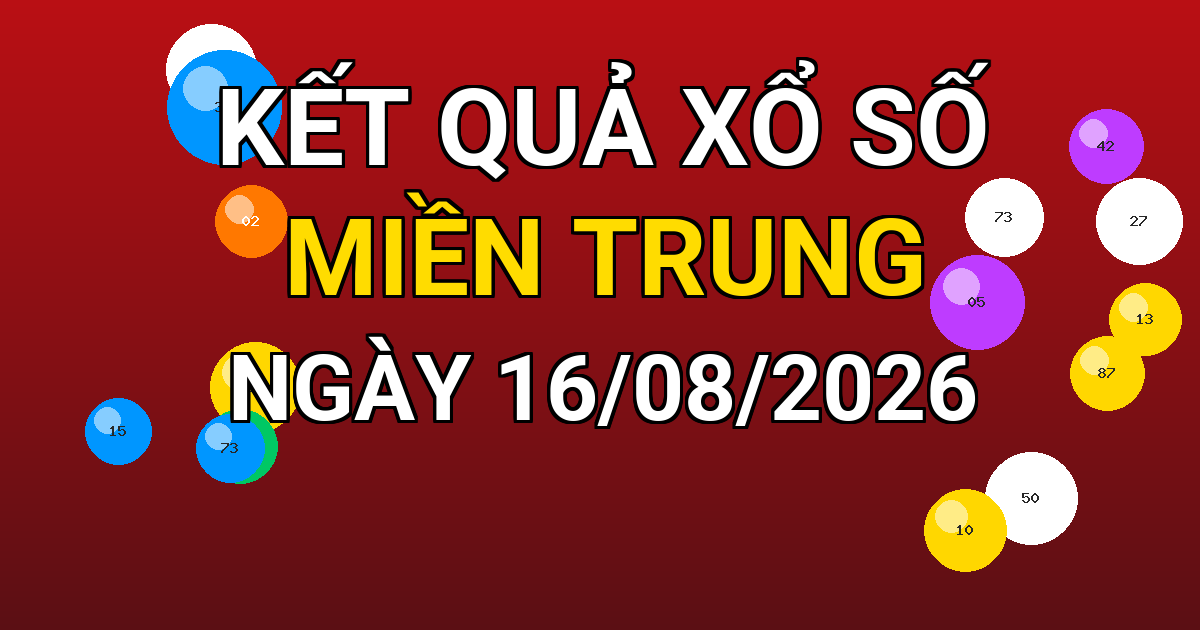 Kết quả xổ số Miền Trung ngày 16/08/2026