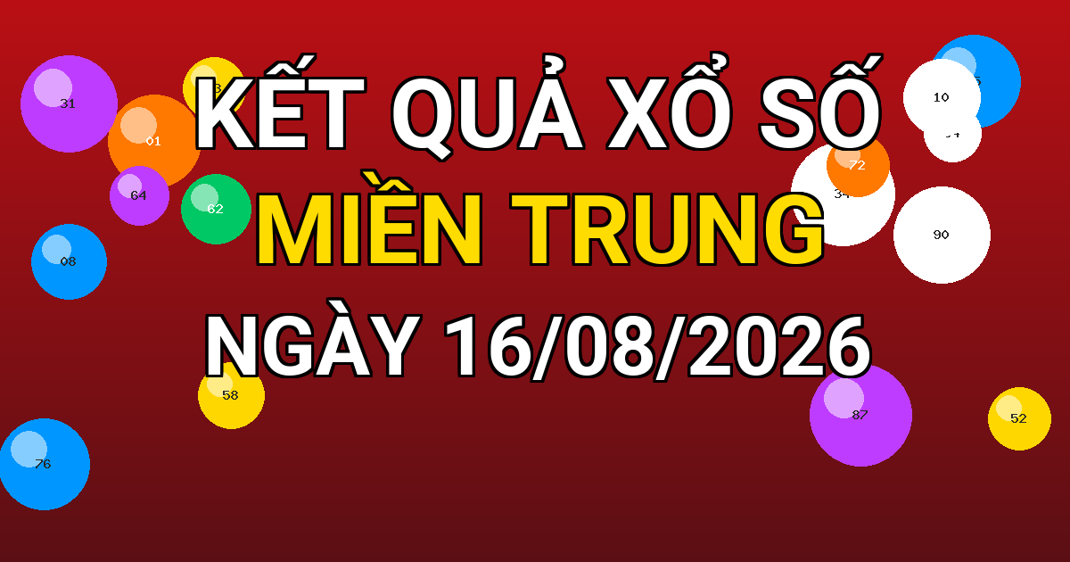 Kết quả xổ số Miền Trung ngày 16/08/2026
