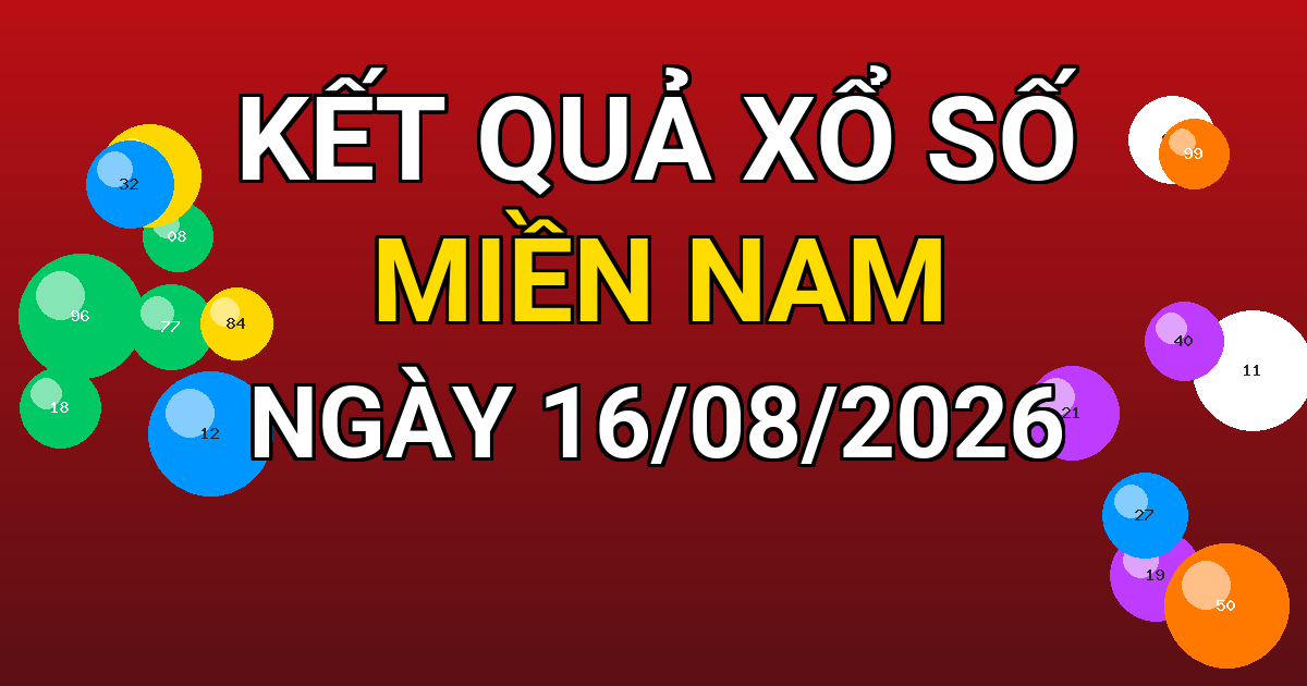 Kết quả xổ số Miền Nam ngày 16/08/2026