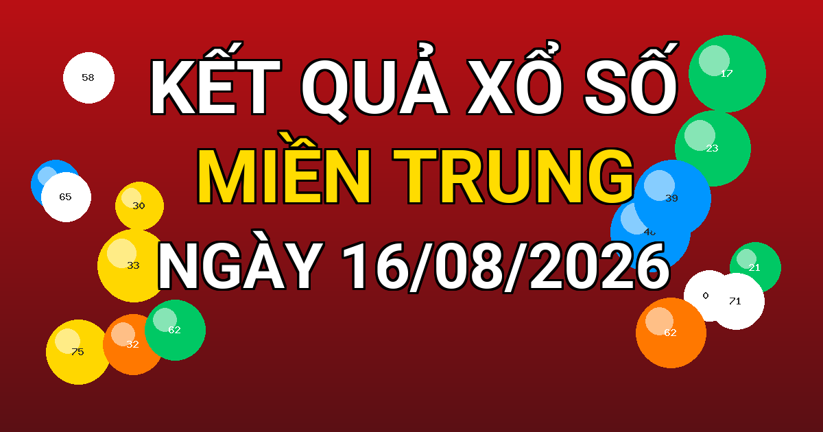 Kết quả xổ số Miền Trung ngày 16/08/2026